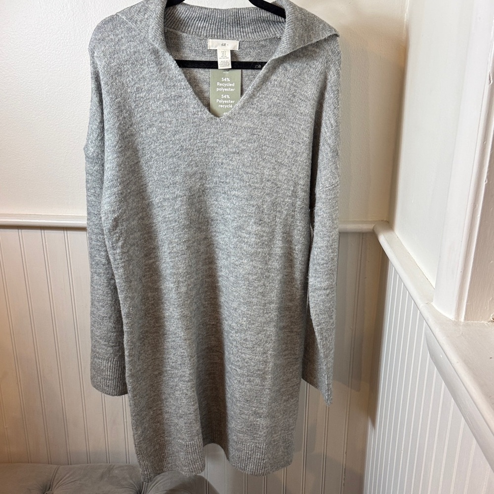 H&M Light Gray Long Sleeve Dress